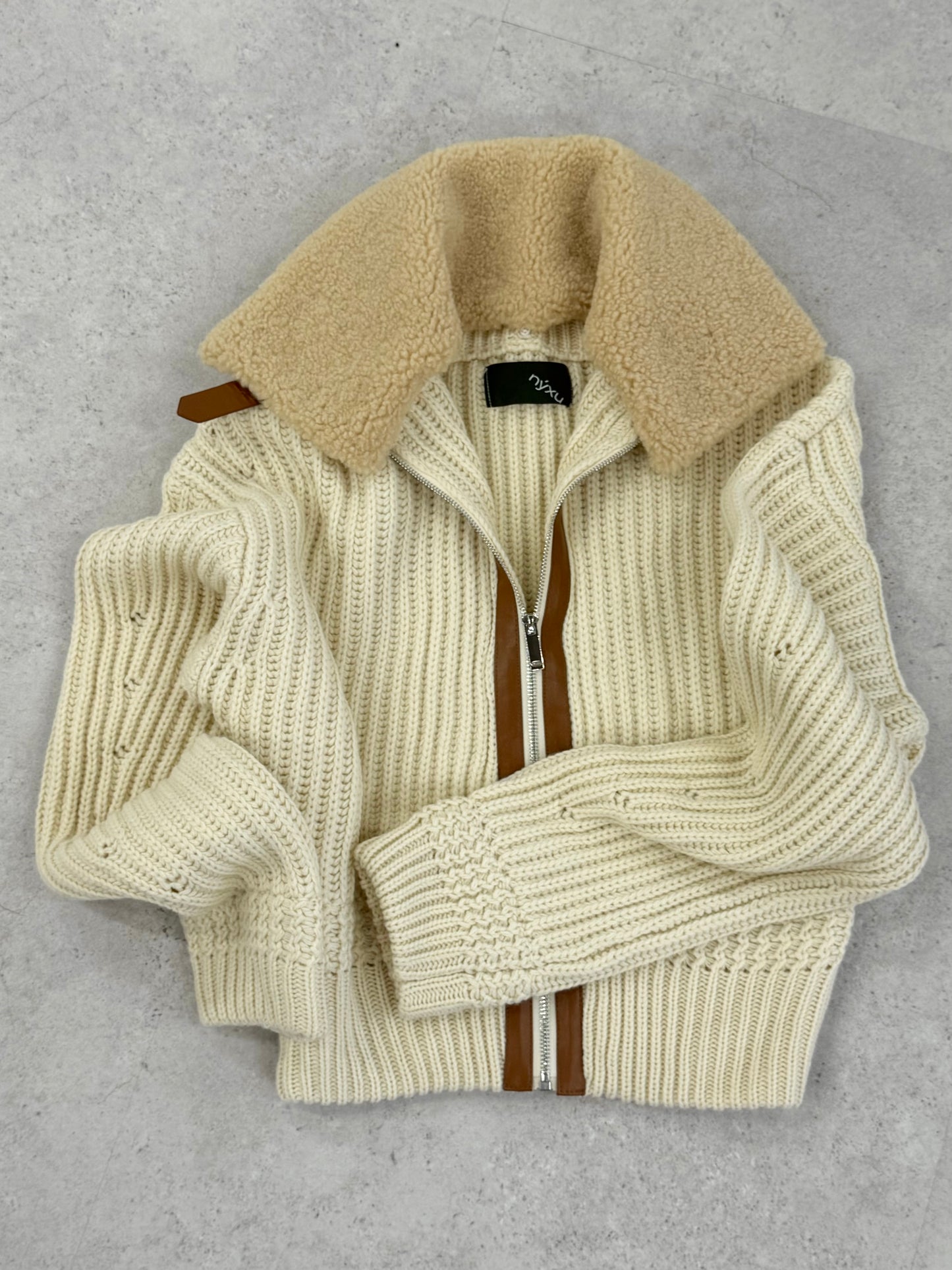 Cream knit blouson