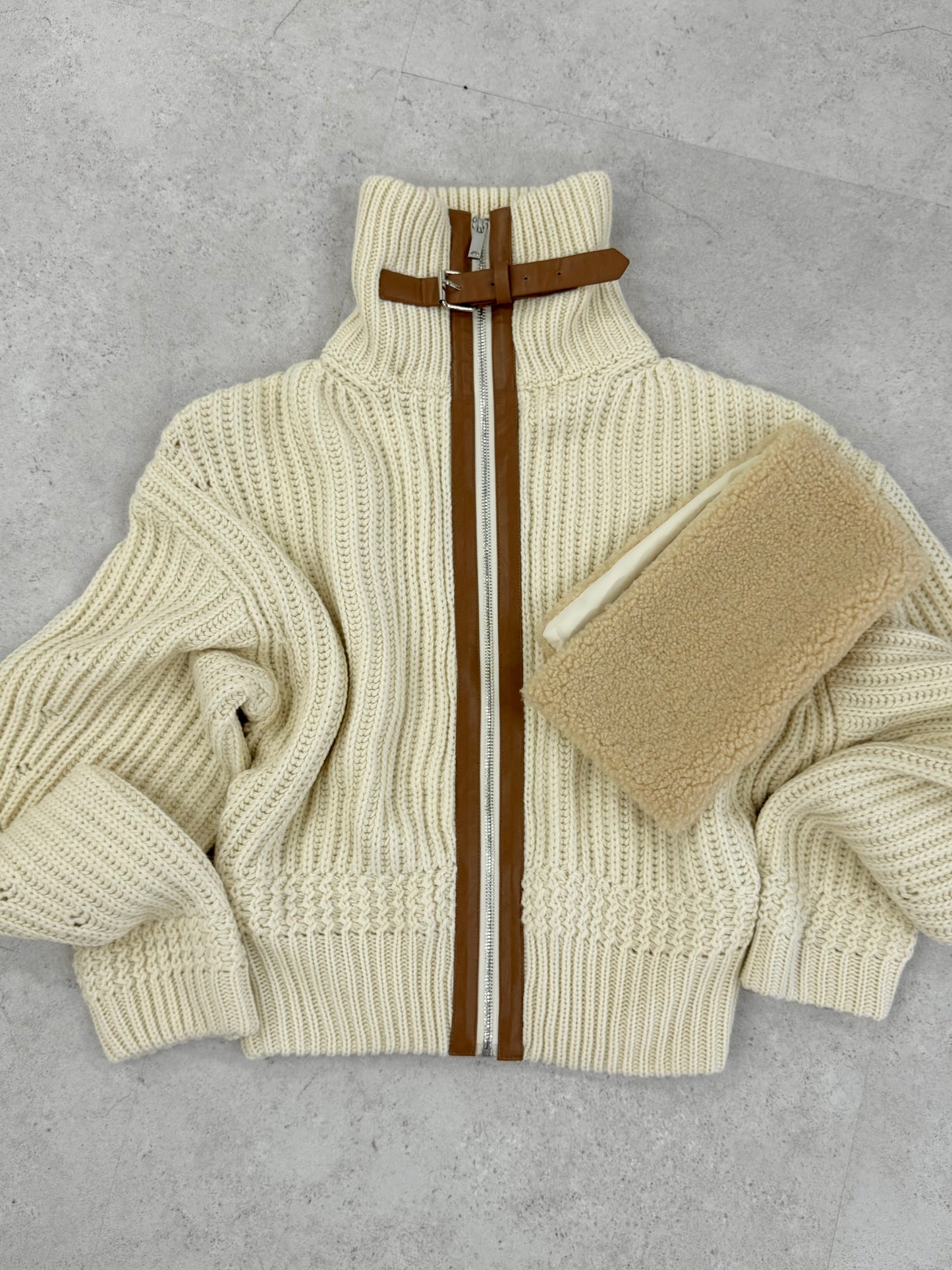 Cream knit blouson