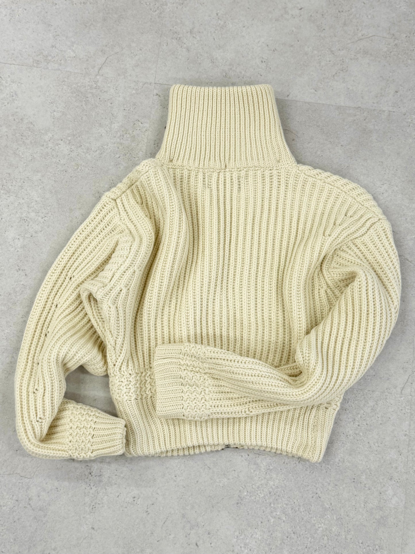 Cream knit blouson