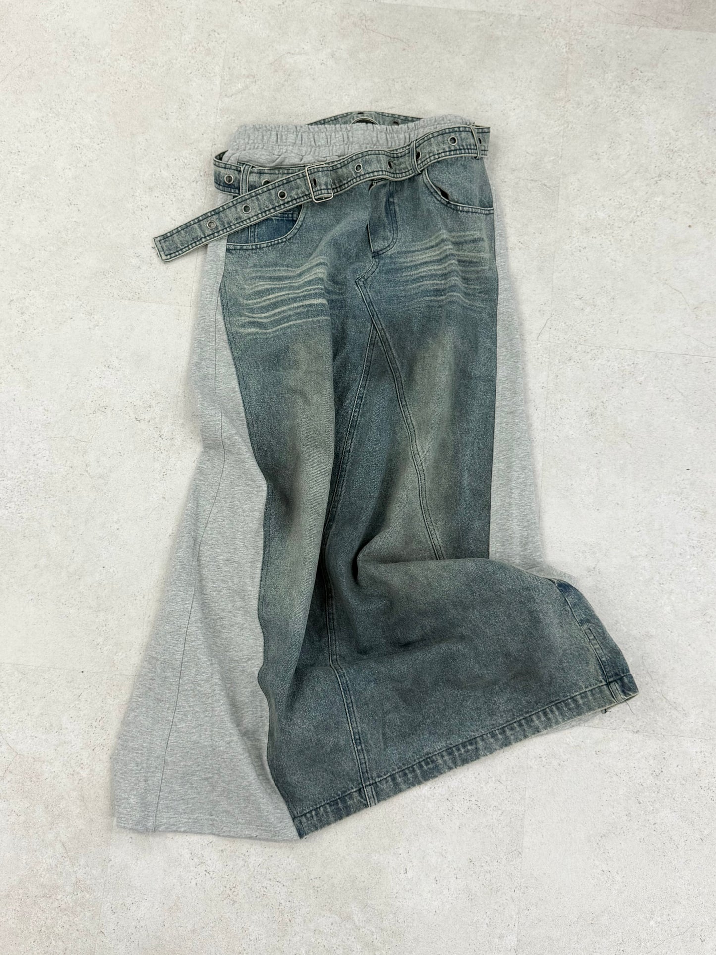 Switching denim skirt