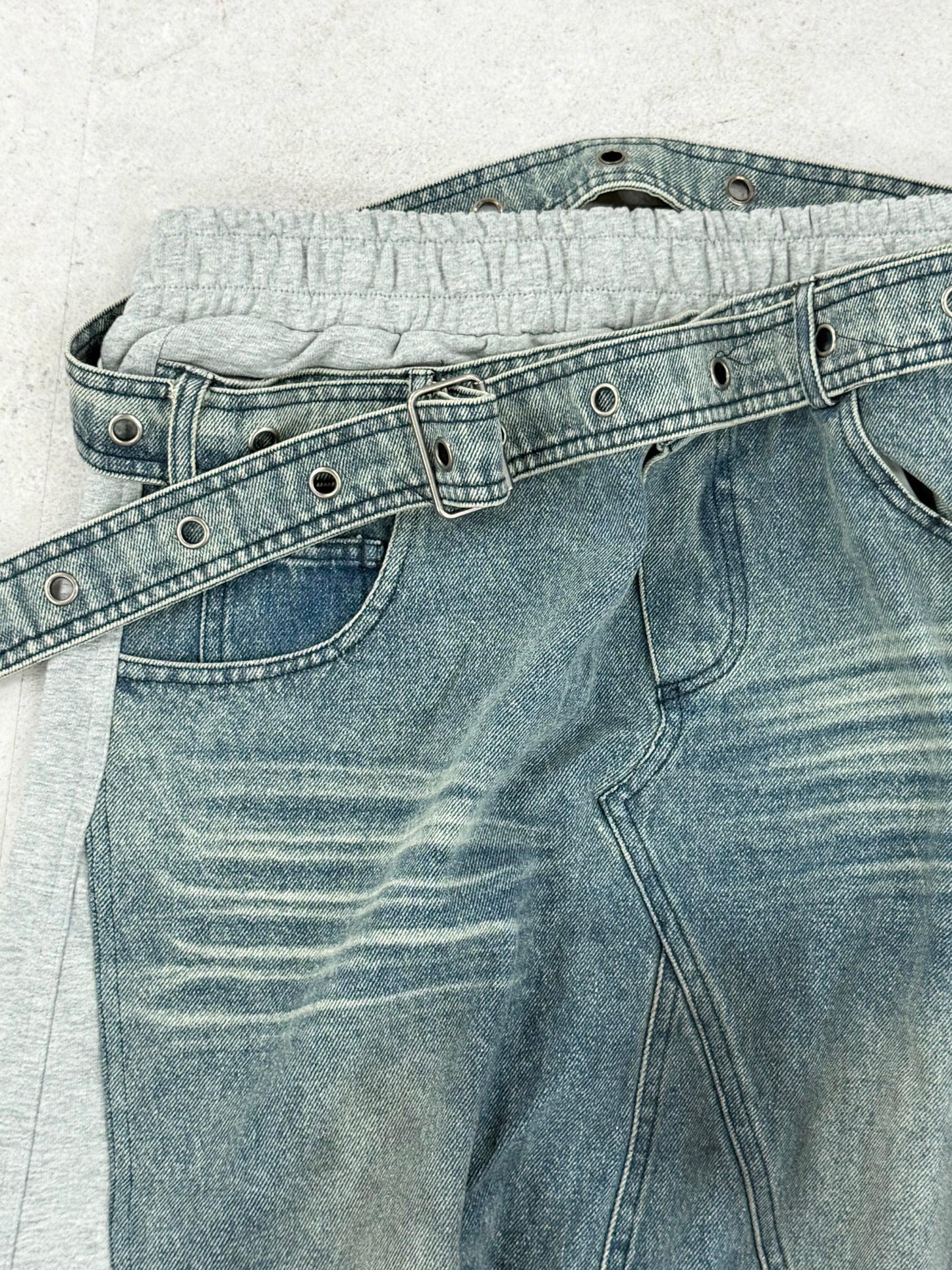 Switching denim skirt