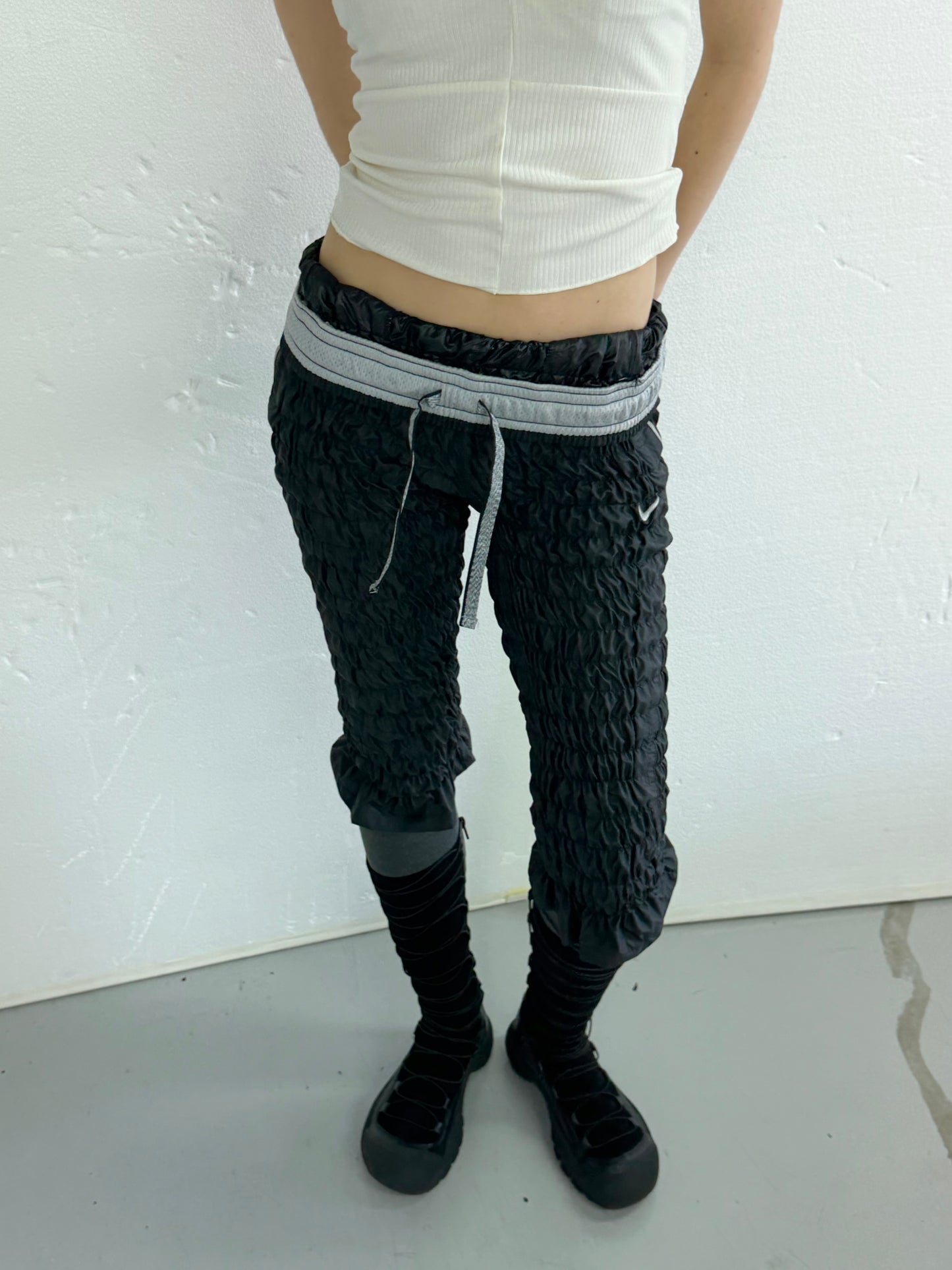 Gather jersey pants bicolor