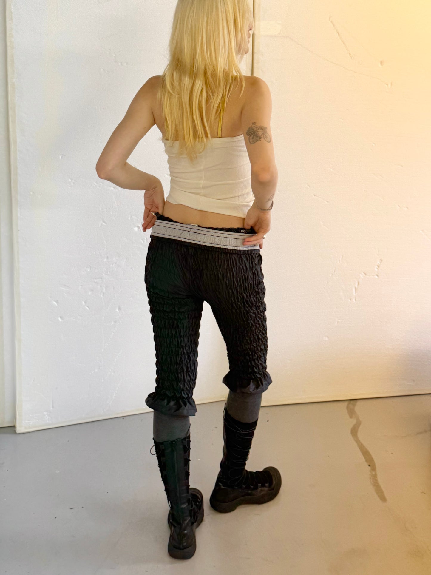 Gather jersey pants bicolor