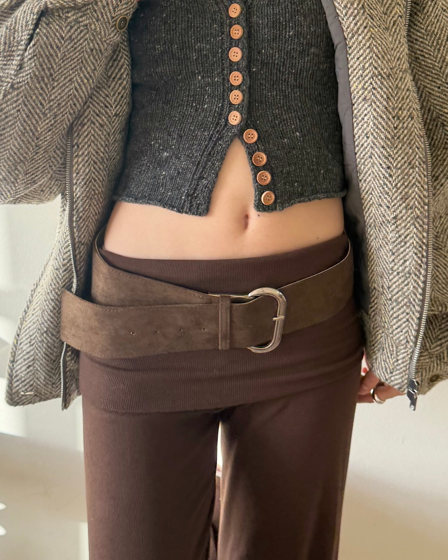 Slim flare knit pants