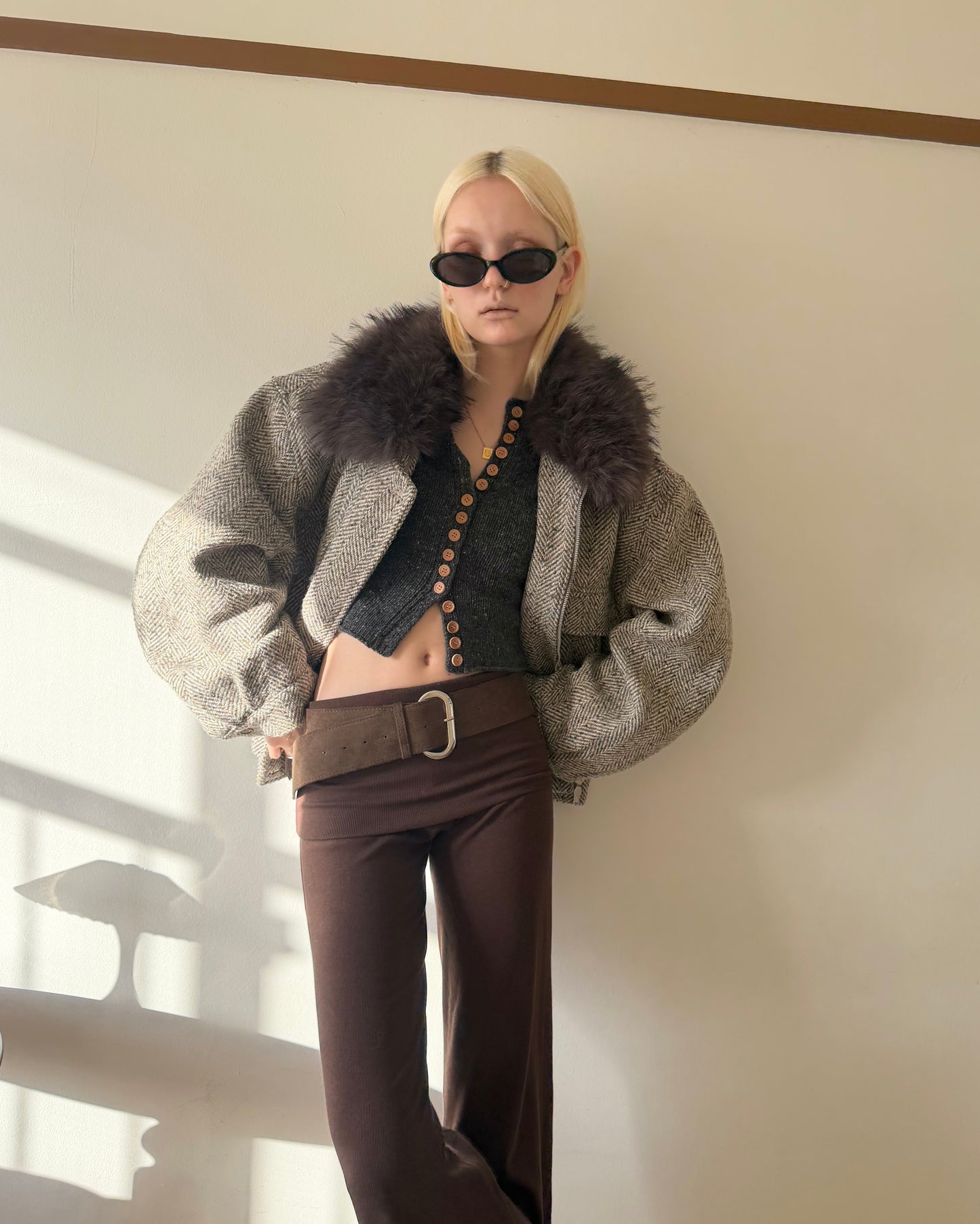 Slim flare knit pants