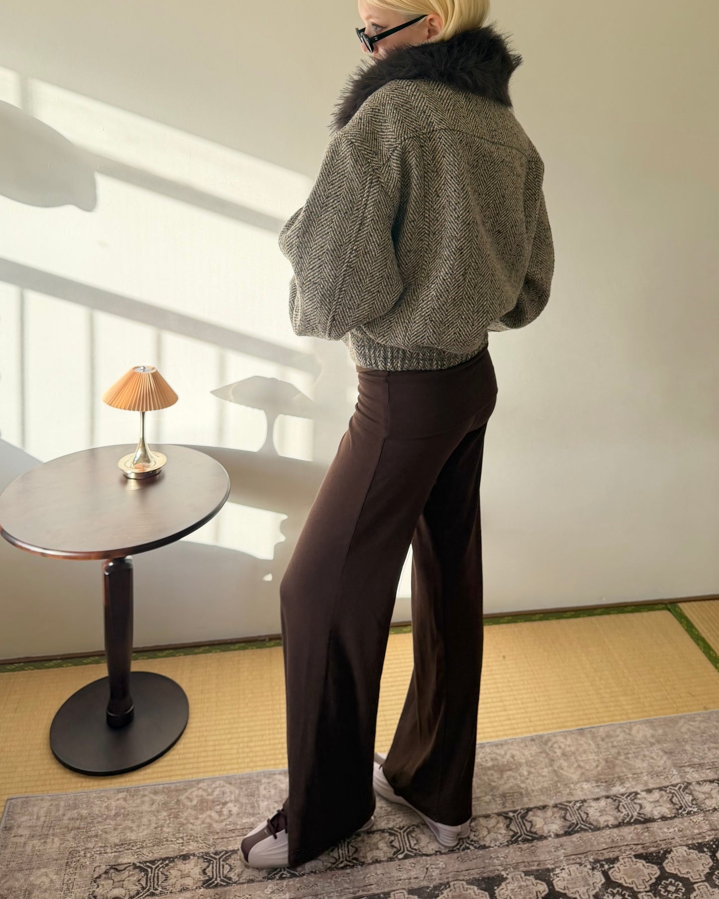 Slim flare knit pants