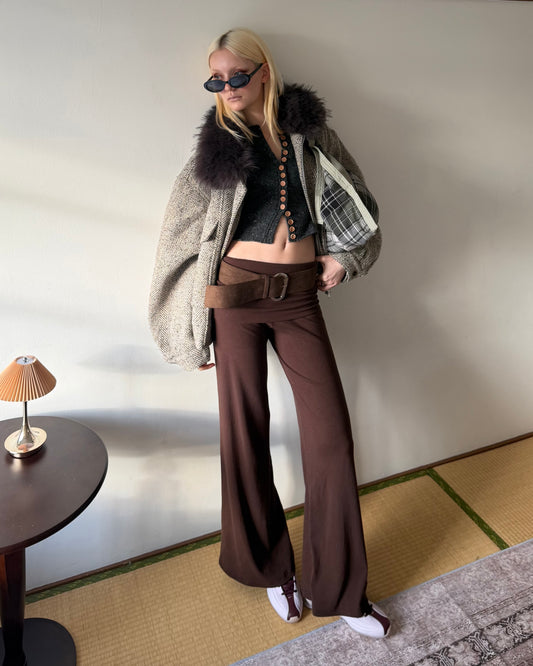 Slim flare knit pants
