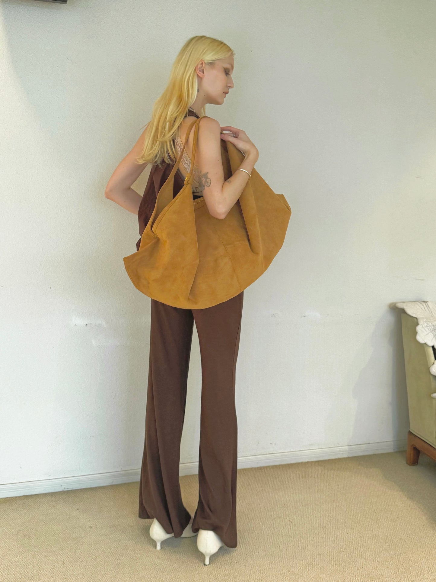 Slim flare knit pants