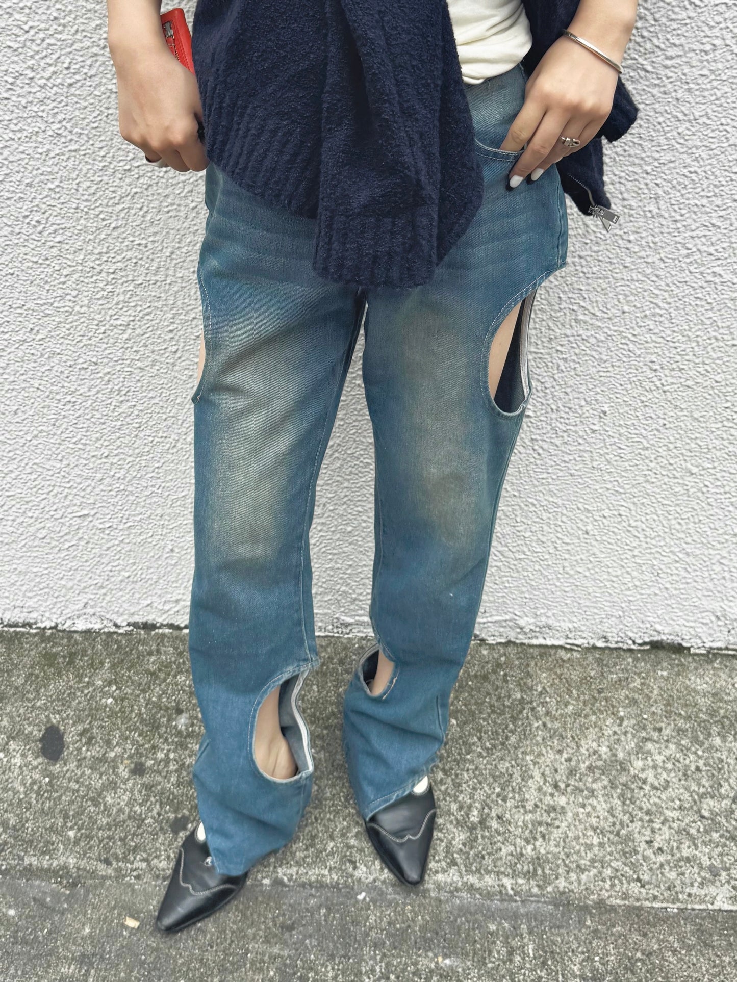 Cheese denim pants