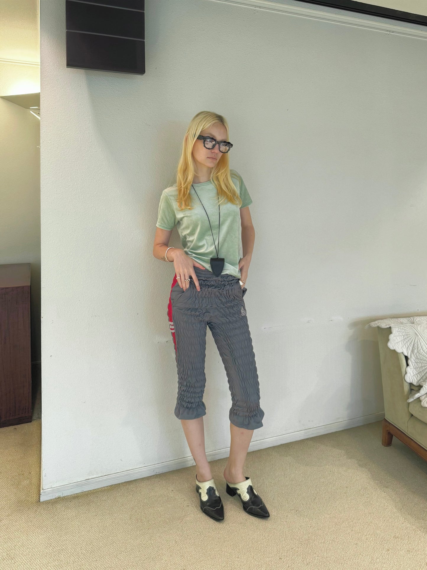 Gather jersey pants gray