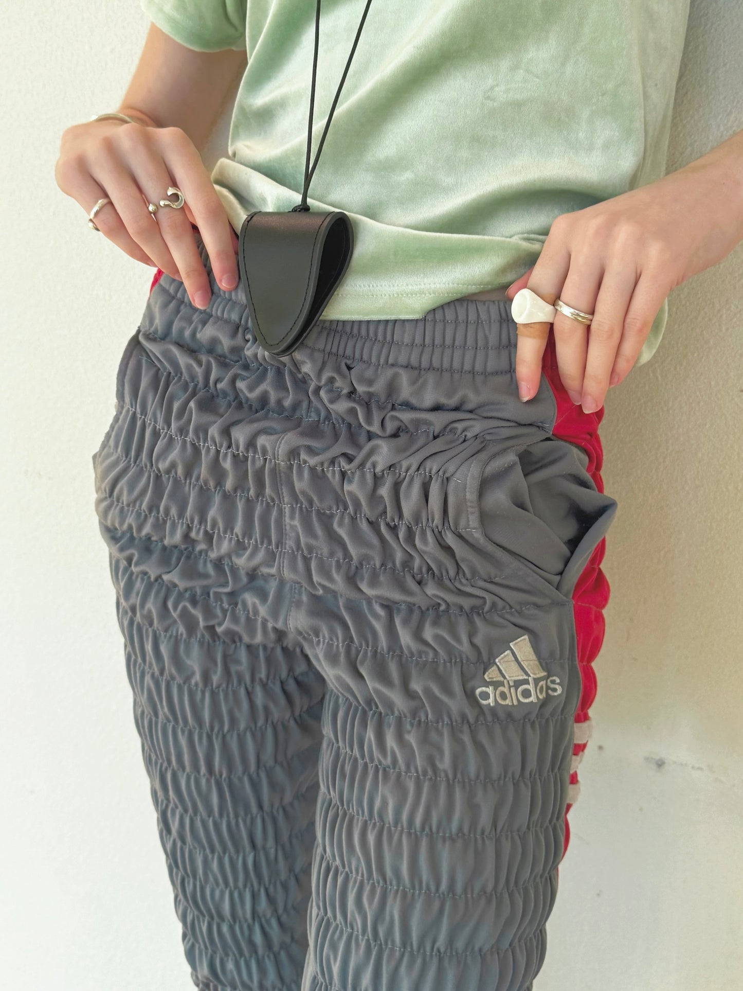Gather jersey pants gray