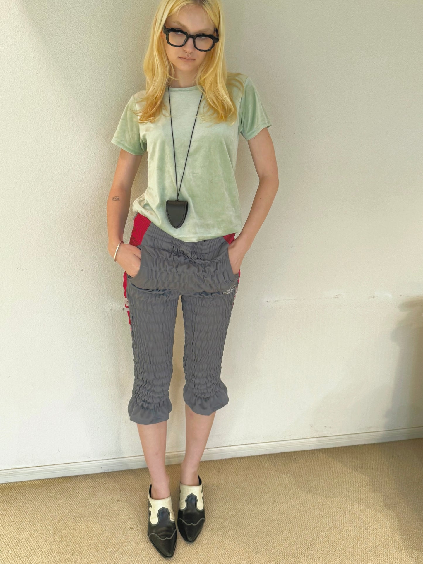 Gather jersey pants gray