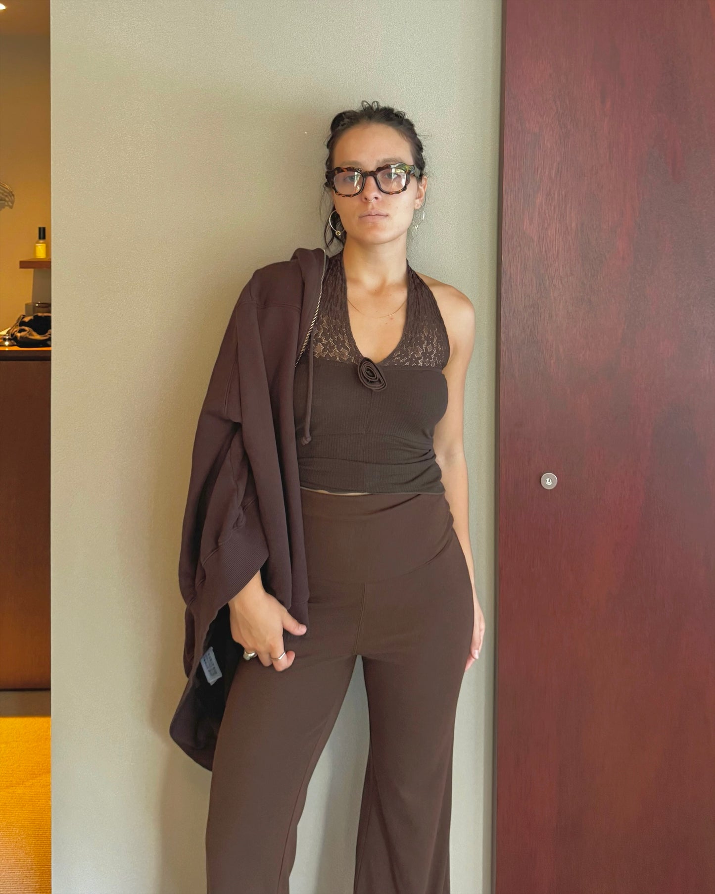 Slim flare knit pants